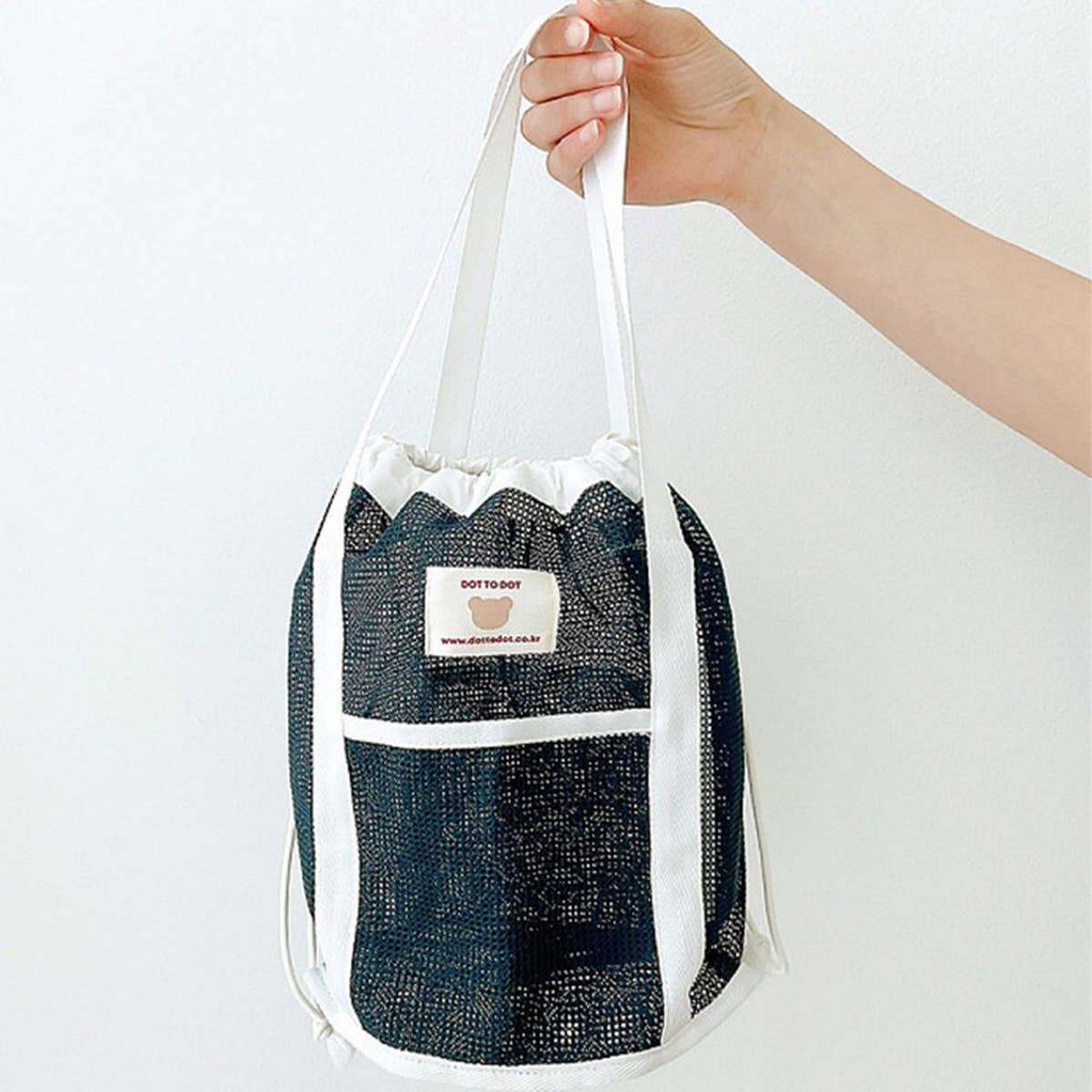 MESH BEACH BAG DRAWSTRING BREATHABLE STORAGE BAG_CWAB1917