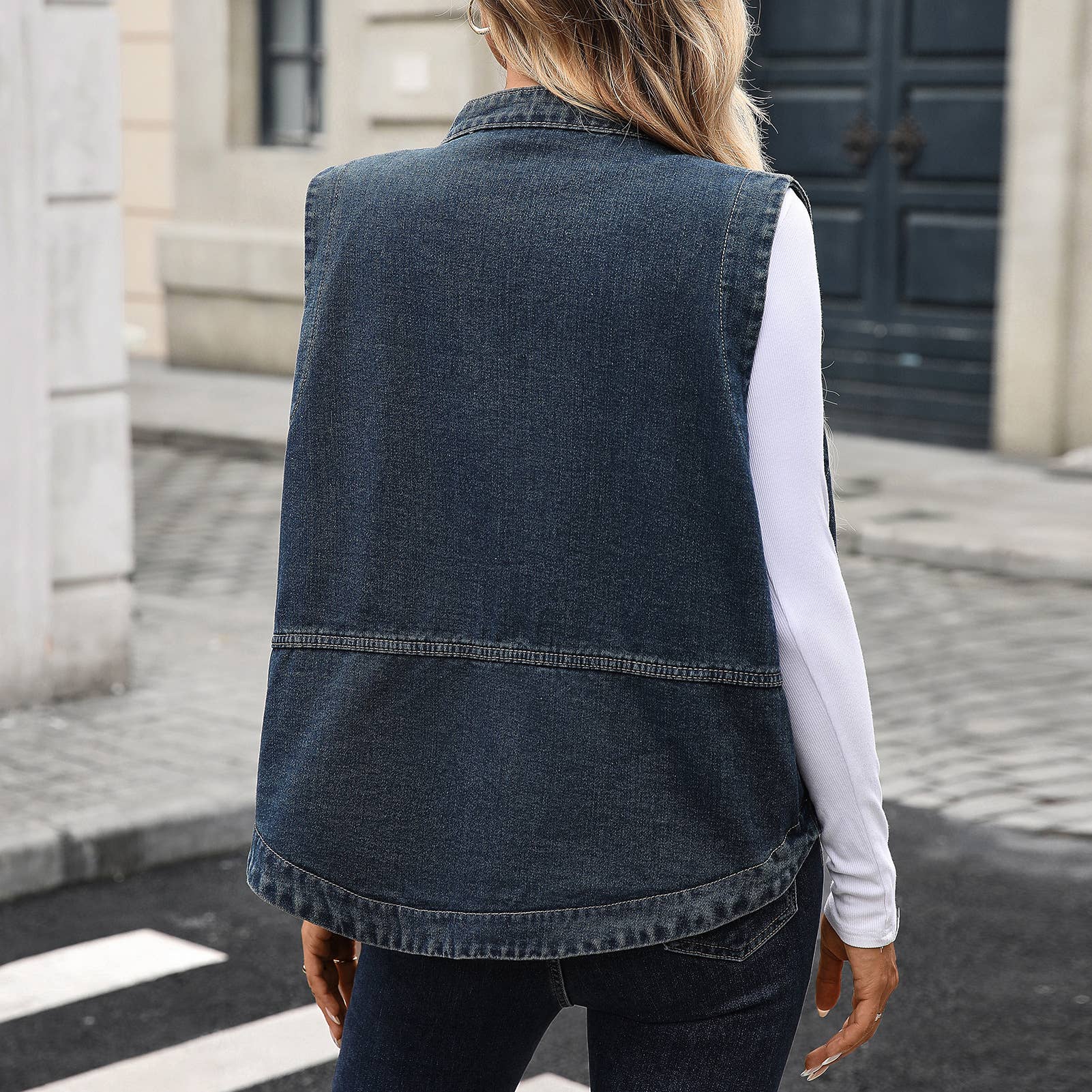 Washed Casual Loose Denim Vest Jacket