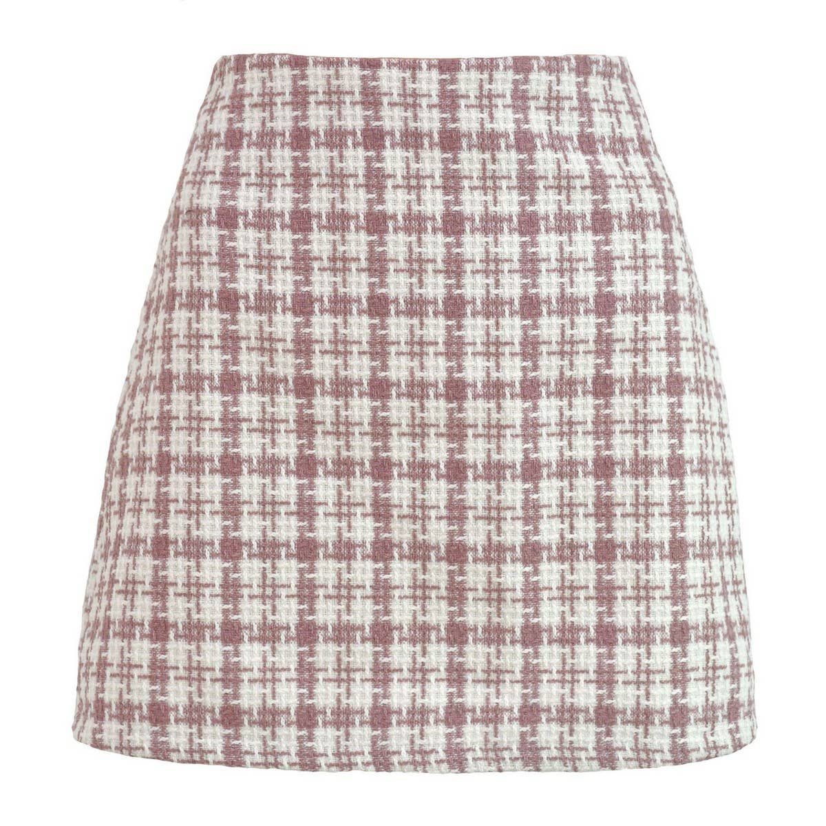 RETRO CHECKERED A LINE SHORT WOOLEN SKIRT_CWBSS0393