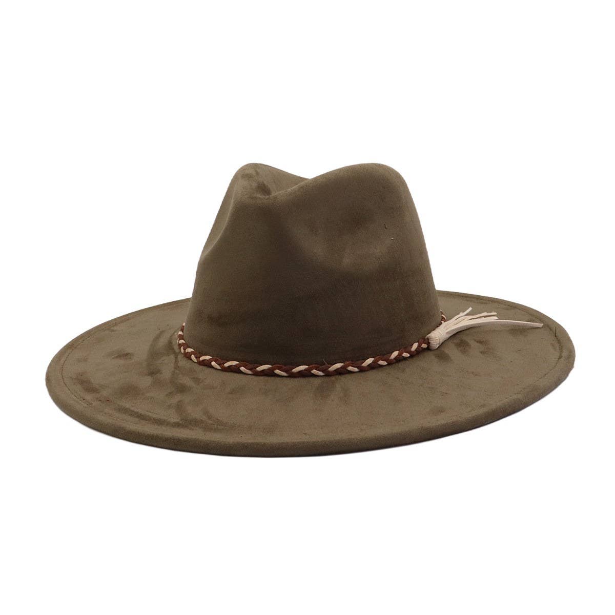 Unisex Suede Wide Brim Fedora Hat Couple Style_Cwah04448