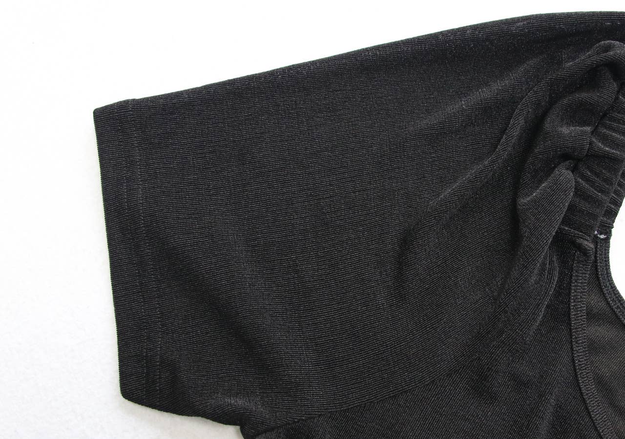 Square Neck Pleated Short Sleeve Midsize Dress