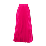 PLUS SIZE MID HIGH WAIST PLEATED LONG SKIRT_CWDMD3676