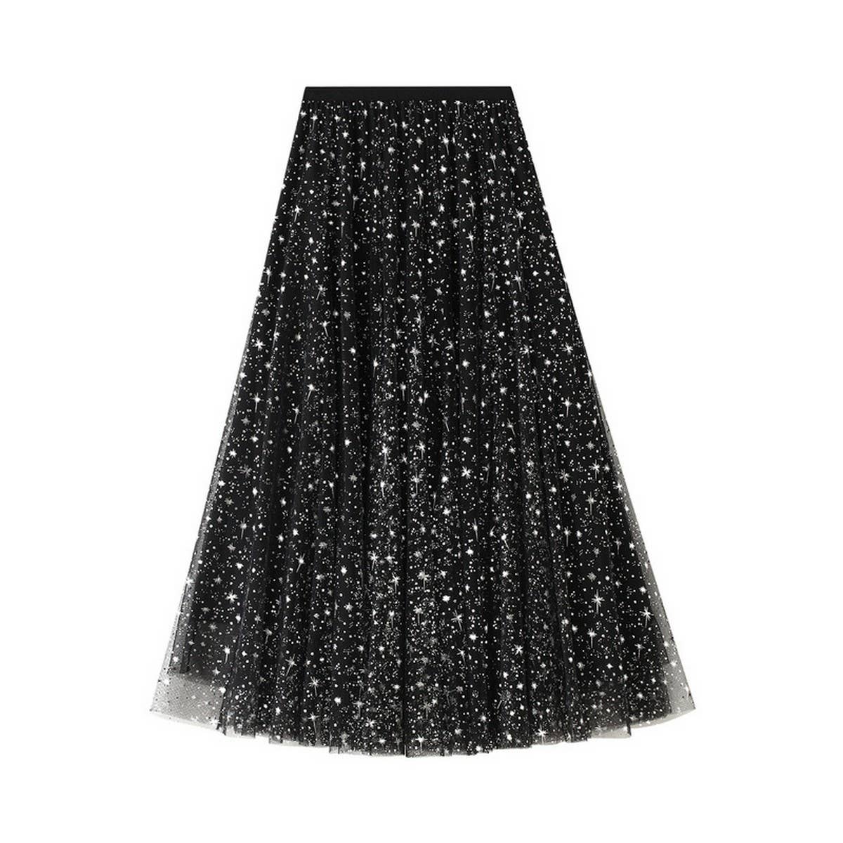 STARRY SEQUIN TULLE A LINE FAIRY MIDI SKIRT_CWBMS0389