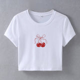 Y2K Sexy Slim Fit Short Sleeve Crop Top Tee