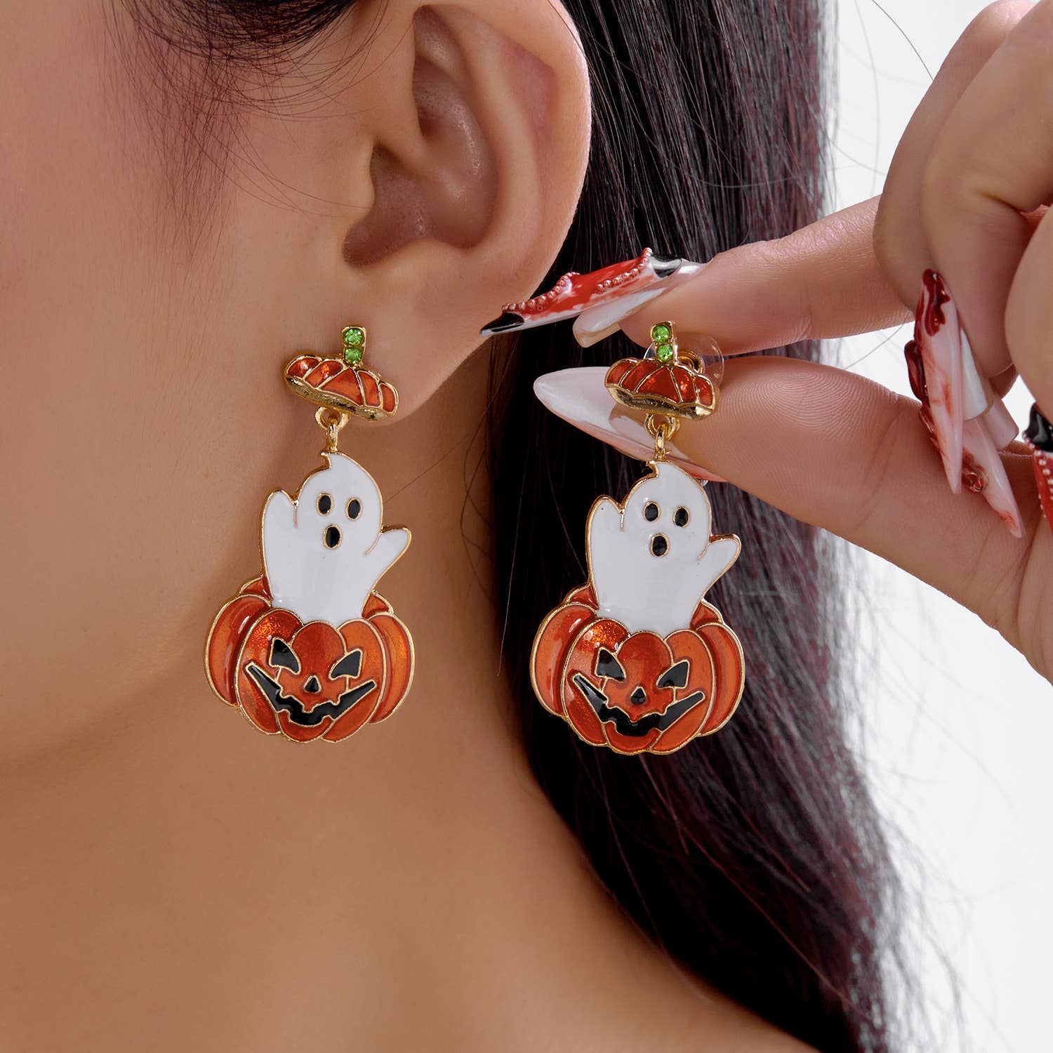 CREATIVE GHOST PUMPKIN DROP EARRINGS FOR WOMEN_CWAJE05623