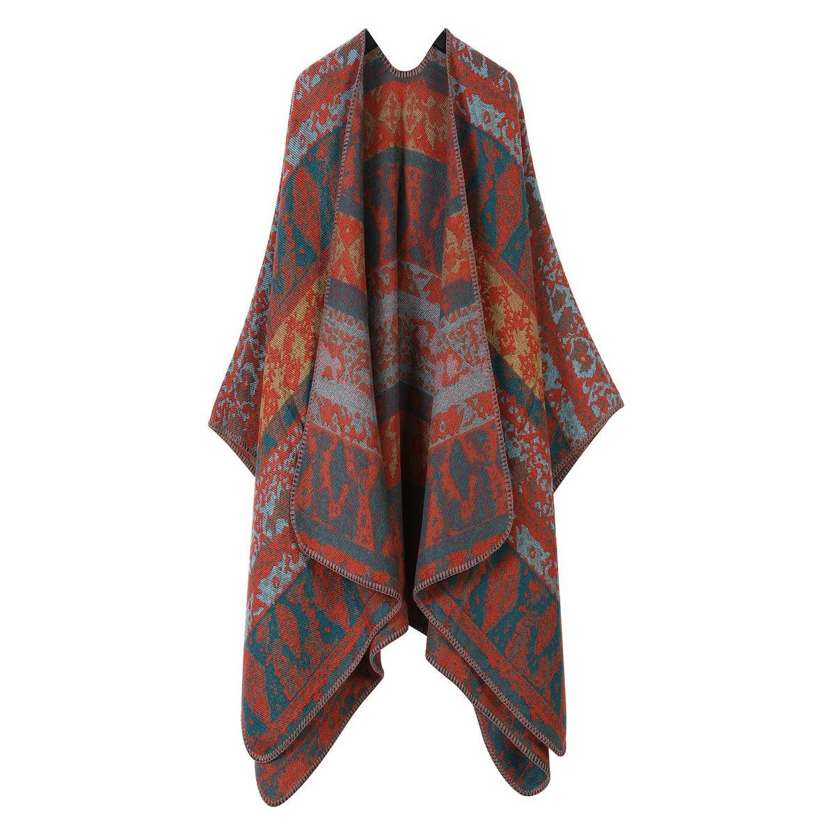 FLORAL CAPE FAUX CASHMERE WARM SCARF SHAWL_CWASC2243
