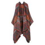 FLORAL CAPE FAUX CASHMERE WARM SCARF SHAWL_CWASC2243