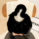 Winter Pleated Dumpling Bag One-Shoulder Plush Bag_Cwab3944
