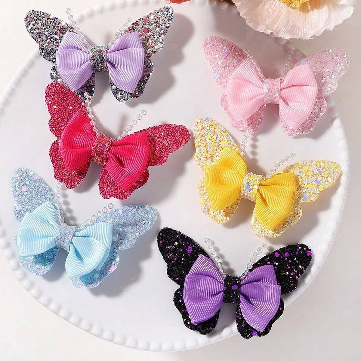 GLITTER BOW HAIR CLIPS SET FOR BABY GIRLS_CWAHA6754