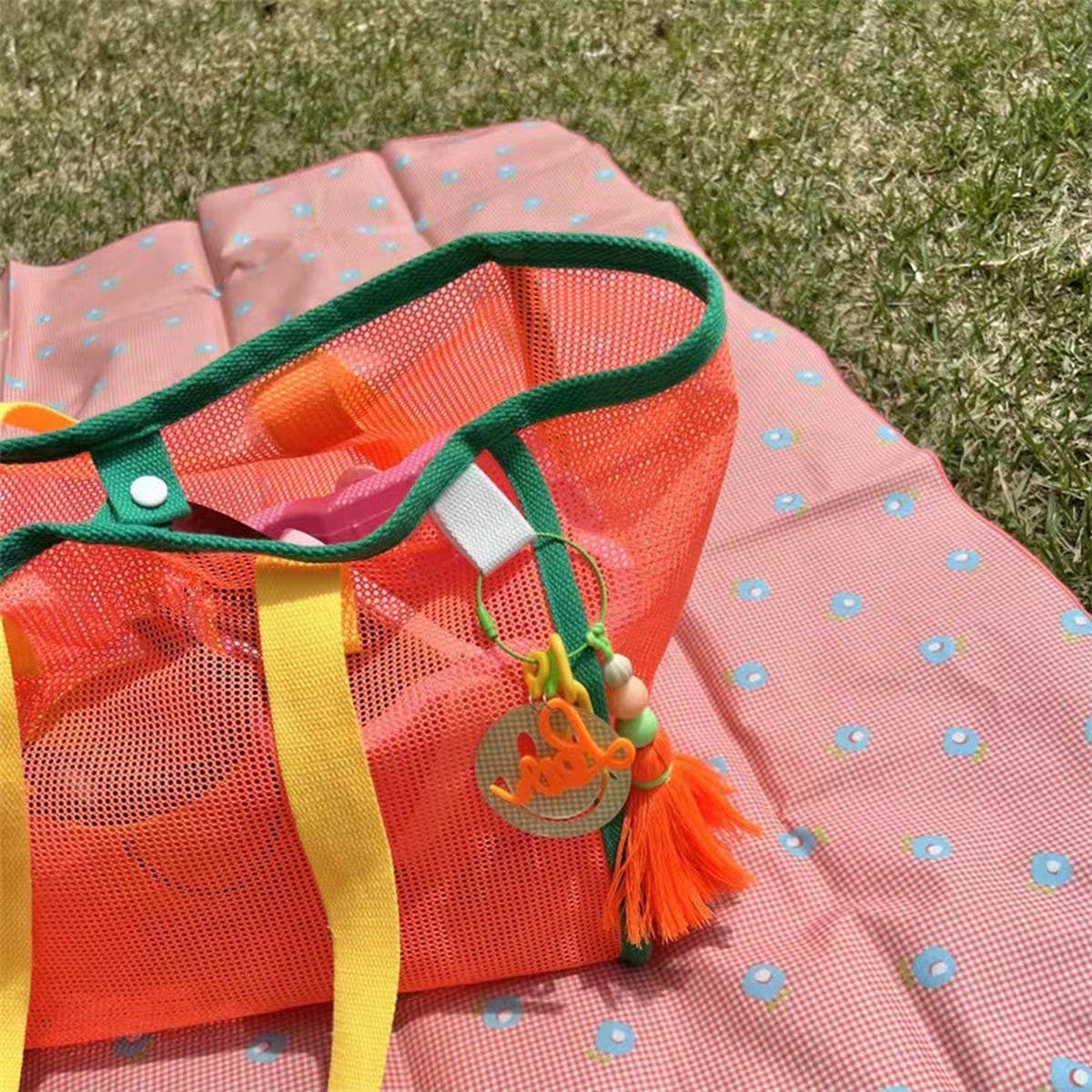 Mesh Contrast Color Beach Travel Storage Bag_Cuab00461