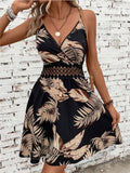 Tropical Print Lace Applique Cambric Dress