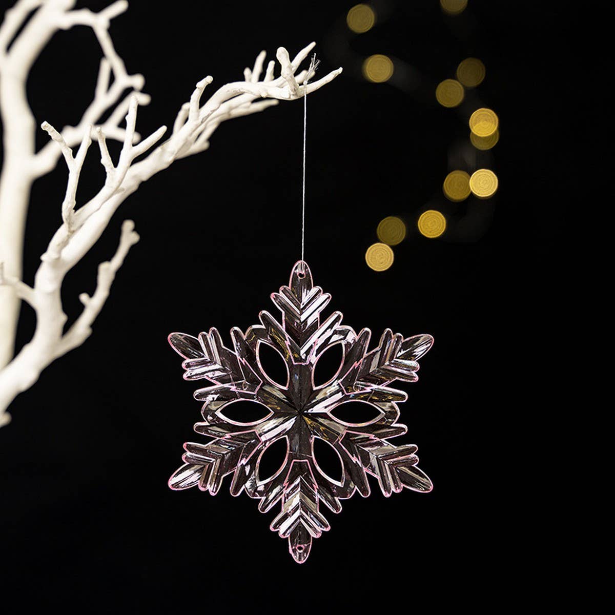 Cwmm10187_Clear Hexagon Snowflake Christmas Ornaments