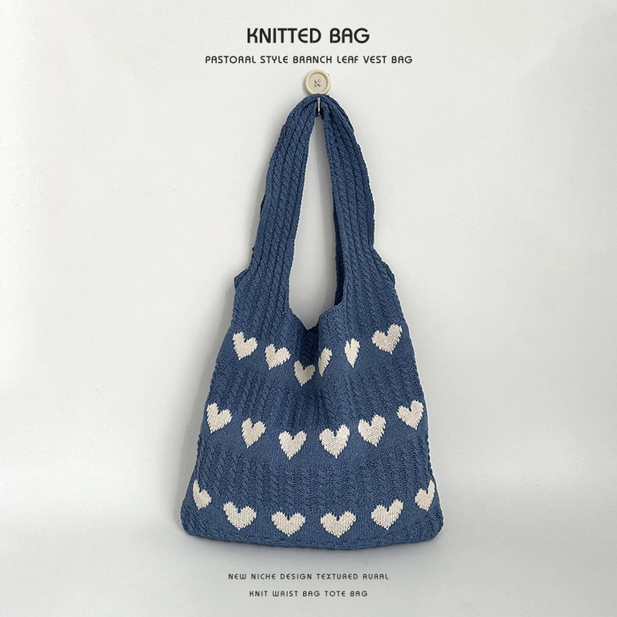 Exquisite Knitted Heart Tote Handbag_Cwab2389
