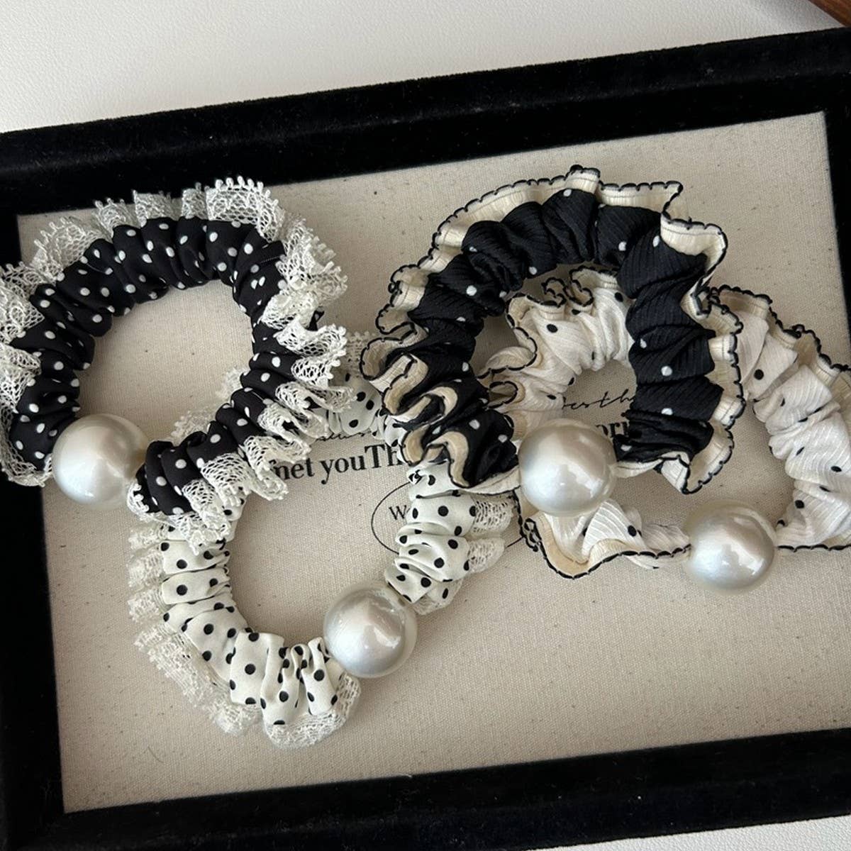 CURLY SMALL POLKA DOT HAIR SCRUNCHIES_CWAHA2820