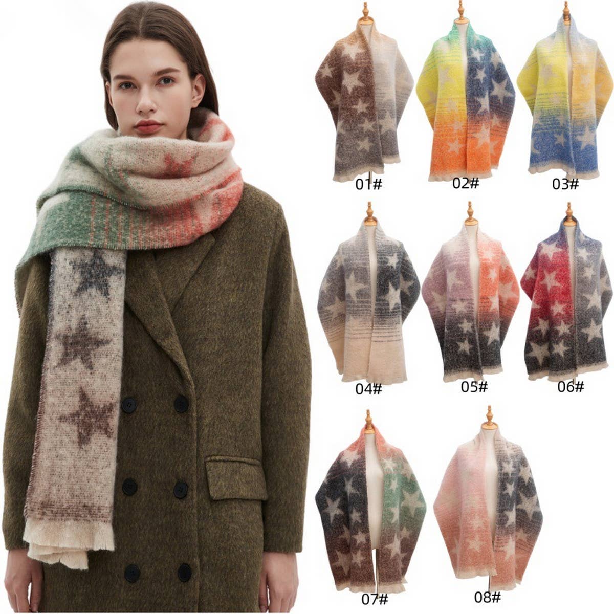 STAR GRADIENT SCARF JACQUARD WINTER WRAP_CWASC0859