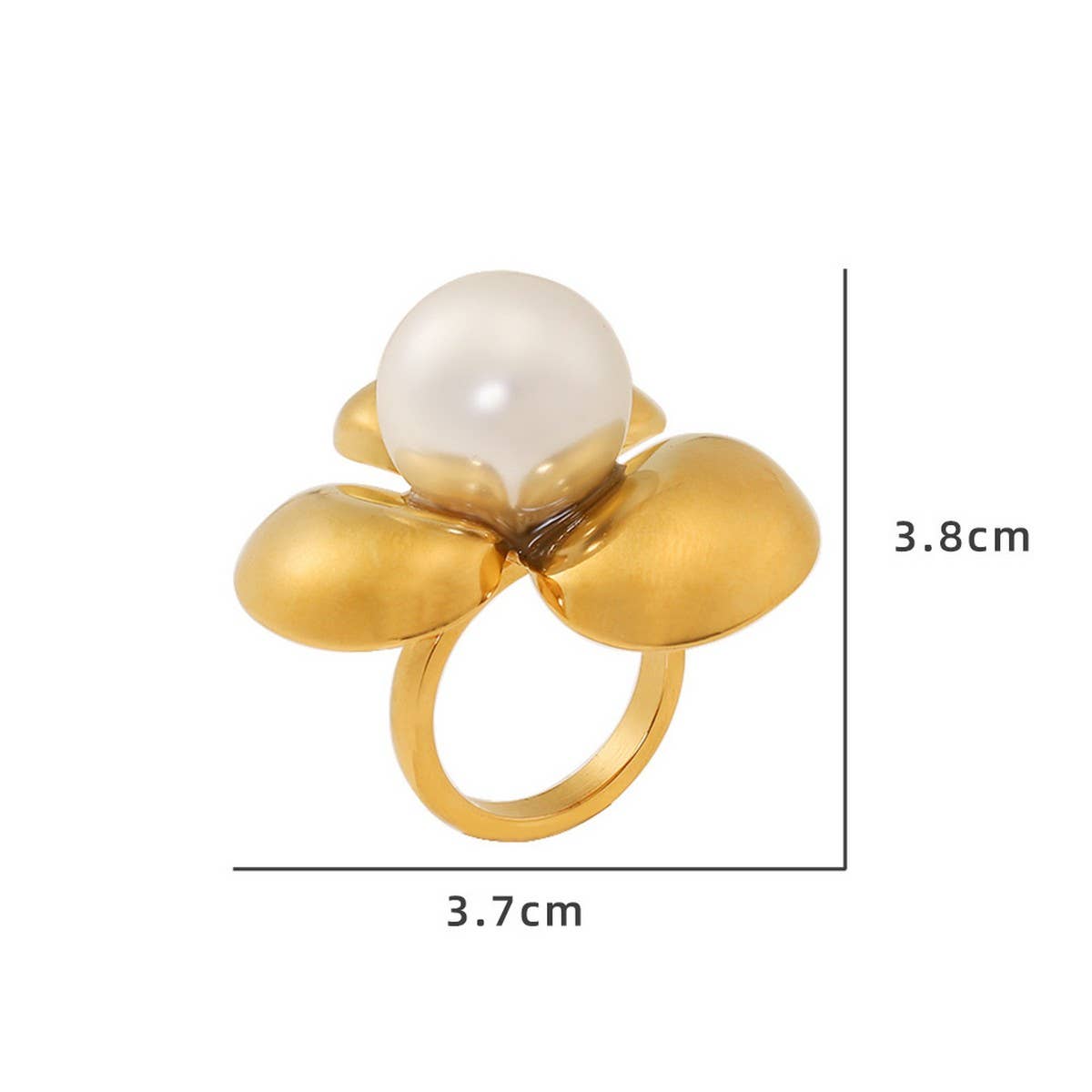 MINIMALIST 18K STEEL FLOWER EARRINGS RING SET_CWMM8927