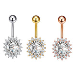 COPPER SUNFLOWER GEAR CZ BELLY RING FOR WOMEN_CWMM9330