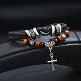SIMPLE MENS MULTI LAYER BEADED LEATHER BRACELET_CWMM4475