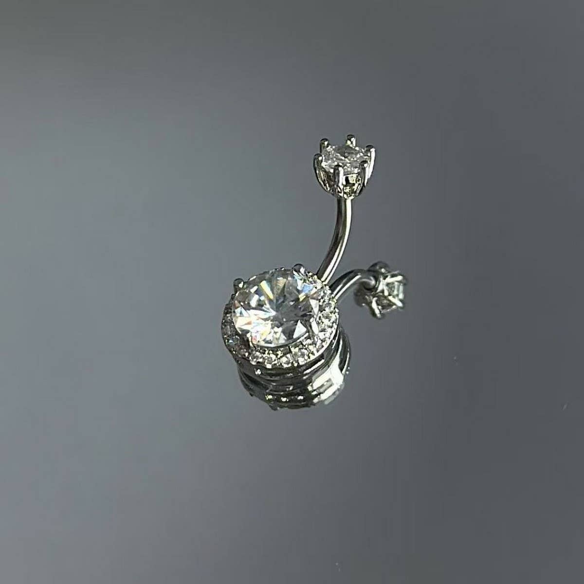 PINK CZ BELLY RING ELEGANT NAVEL PIERCING_CWMM9196