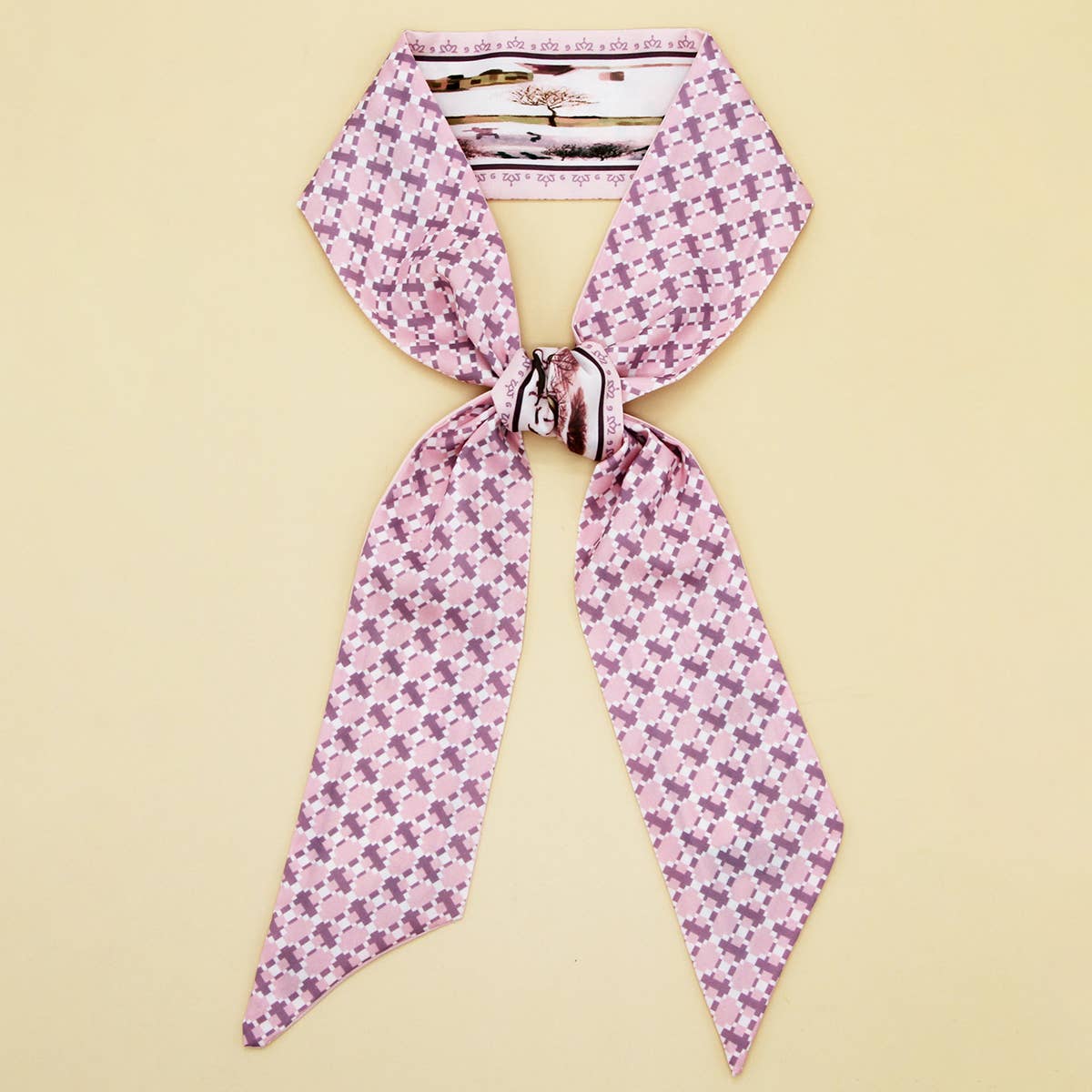 FLORAL LETTER SCARF HAIR TIE BAG RIBBON_CWASC0096