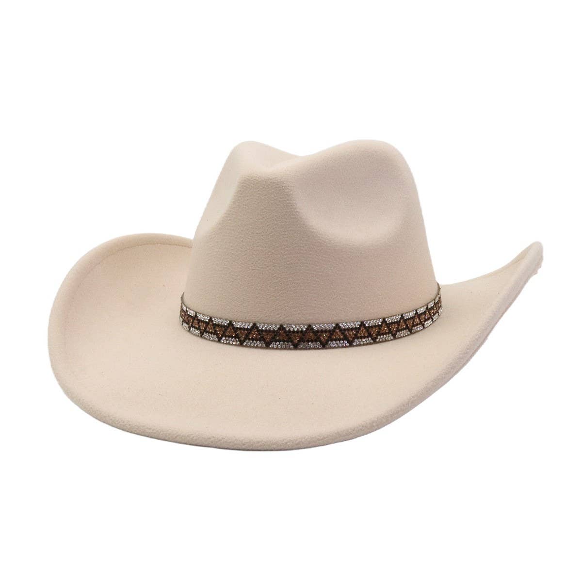 Western Ethnic Felt Cowboy Fedora Hat_Cwah04406