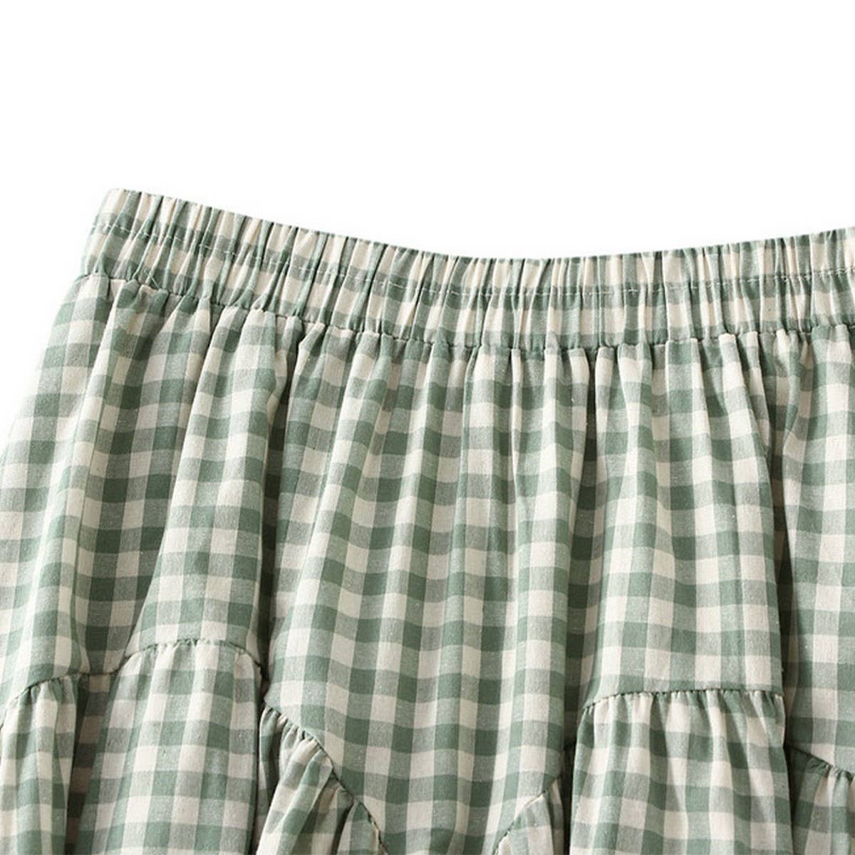Vintage Plaid High-Waist A-Line Flared Skirt_Cwbms0349