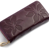 EMBOSSED LEATHER LONG WALLET FOR WOMEN_CUAB00363