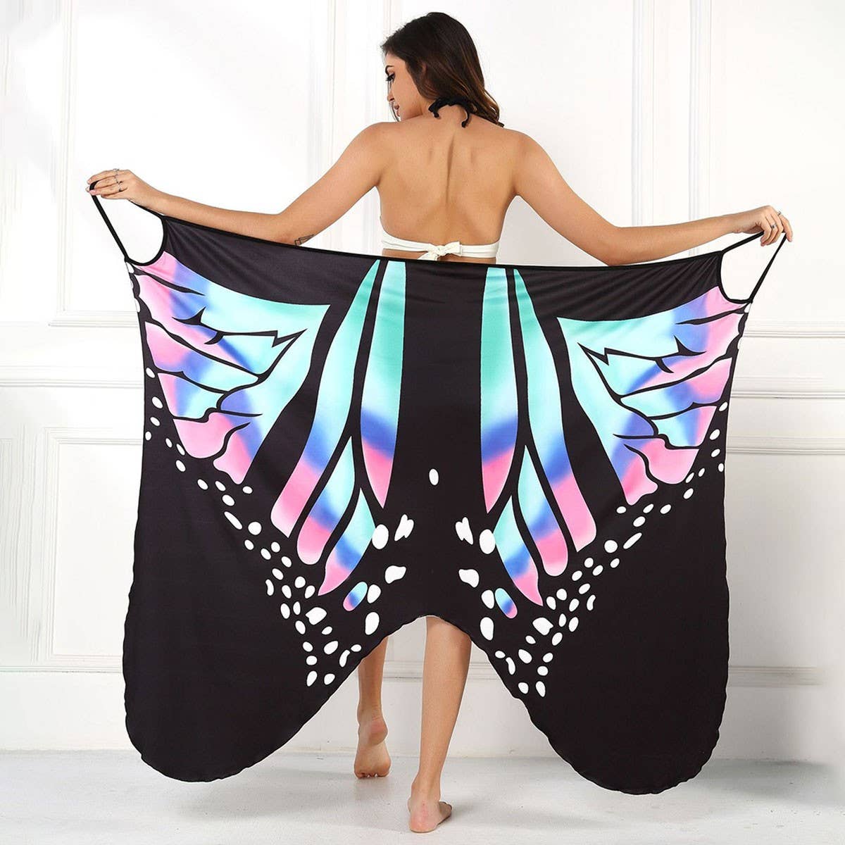 SEXY 3D BUTTERFLY PRINT SLING BEACH COVER UP_CWBLS0496