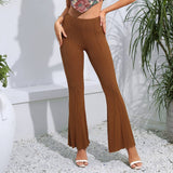 Solid Color Sexy Rayon Pants Casual Bell Bottoms