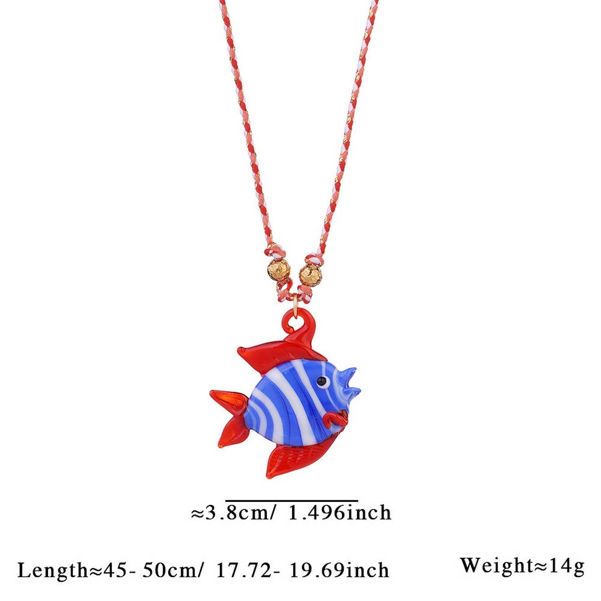 COLORFUL GLASS FISH OCEAN PENDANT NECKLACE_CWMM7525