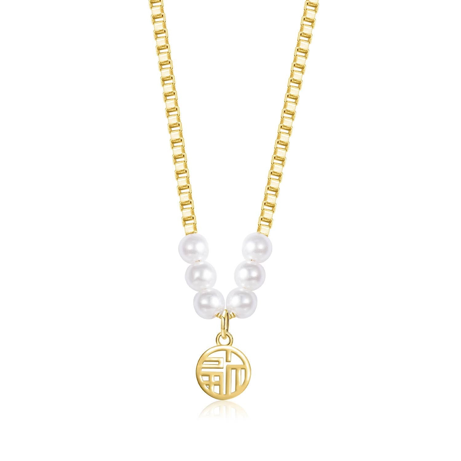 Pearl Zircon Titanium Steel Necklace