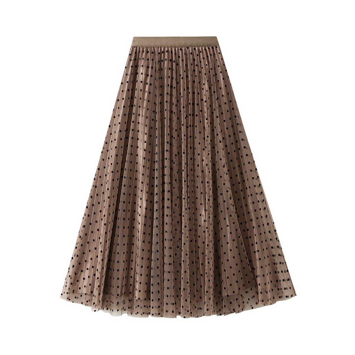 POLKA DOT MESH SKIRT REVERSIBLE A LINE SKIRT_CWBMS0314