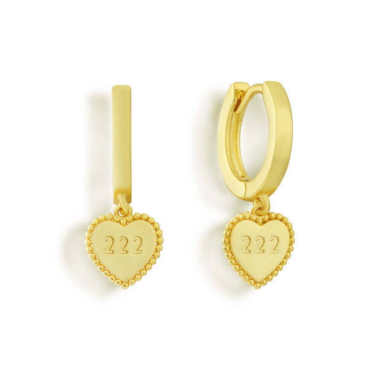 Trendy Number Heart Lace Gold Plated Earrings