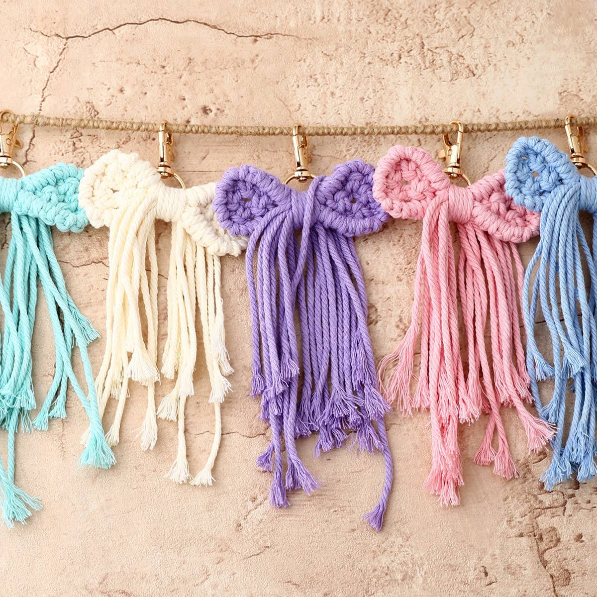 BOW TASSEL KEYCHAIN HANDCRAFTED WRIST STRAP_CWAB5073