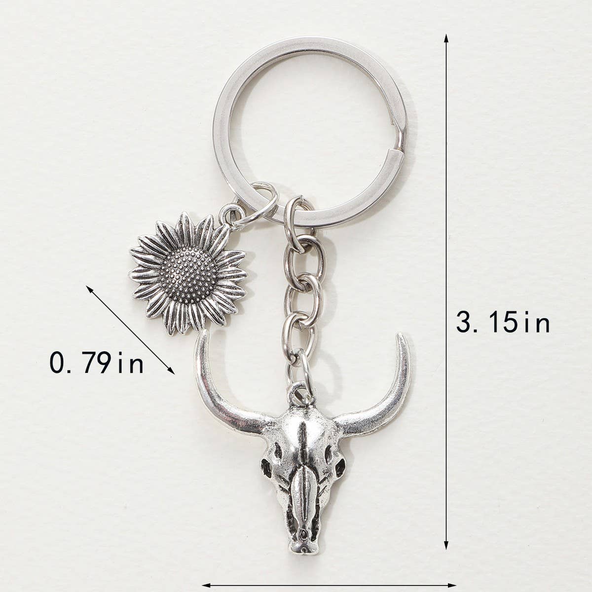 ALLOY OX HEAD KEYCHAIN PENDANT_CWMM0581