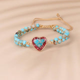 HEART SHAPED CHARM NATURAL STONE WOVEN BRACELET_CWAJE3915