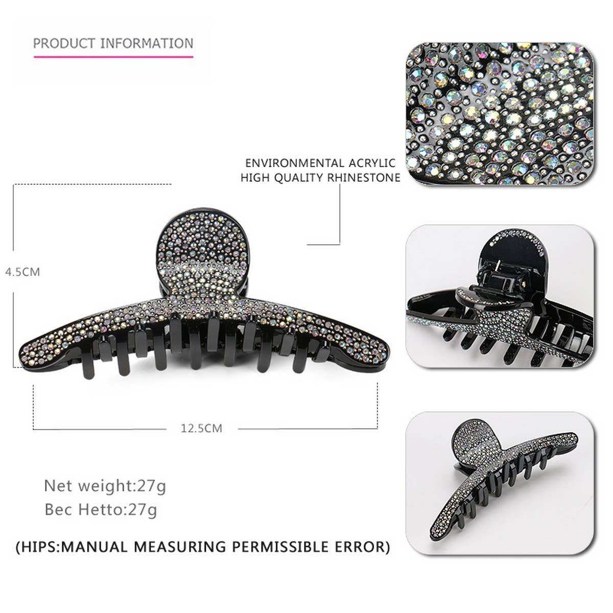 FASHION LARGE DIAMOND SHARK CLIP HAIRPIN_CWAHA4265