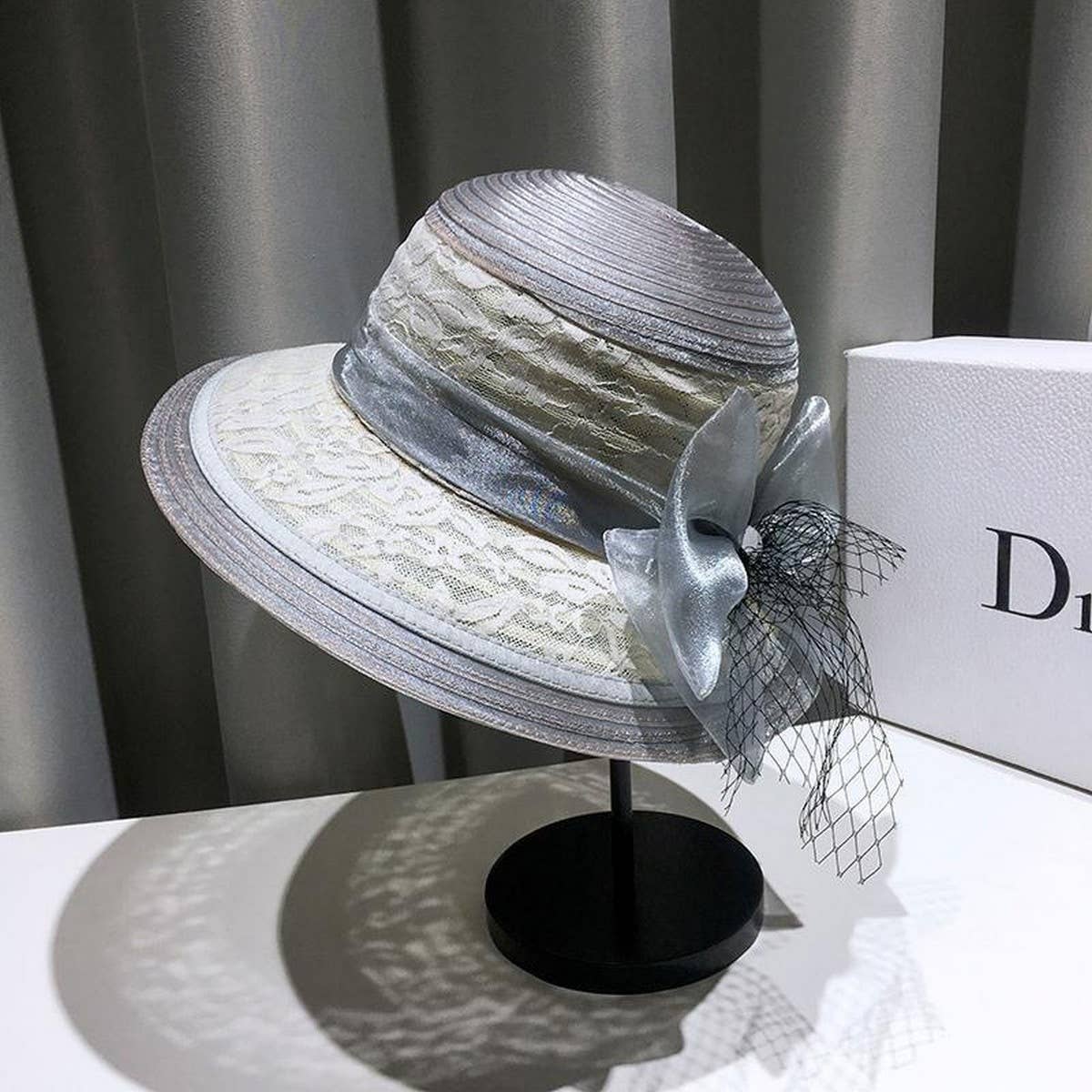 HEPBURN STYLE COLOR BLOCK RETRO SUN HAT_CWAH1451