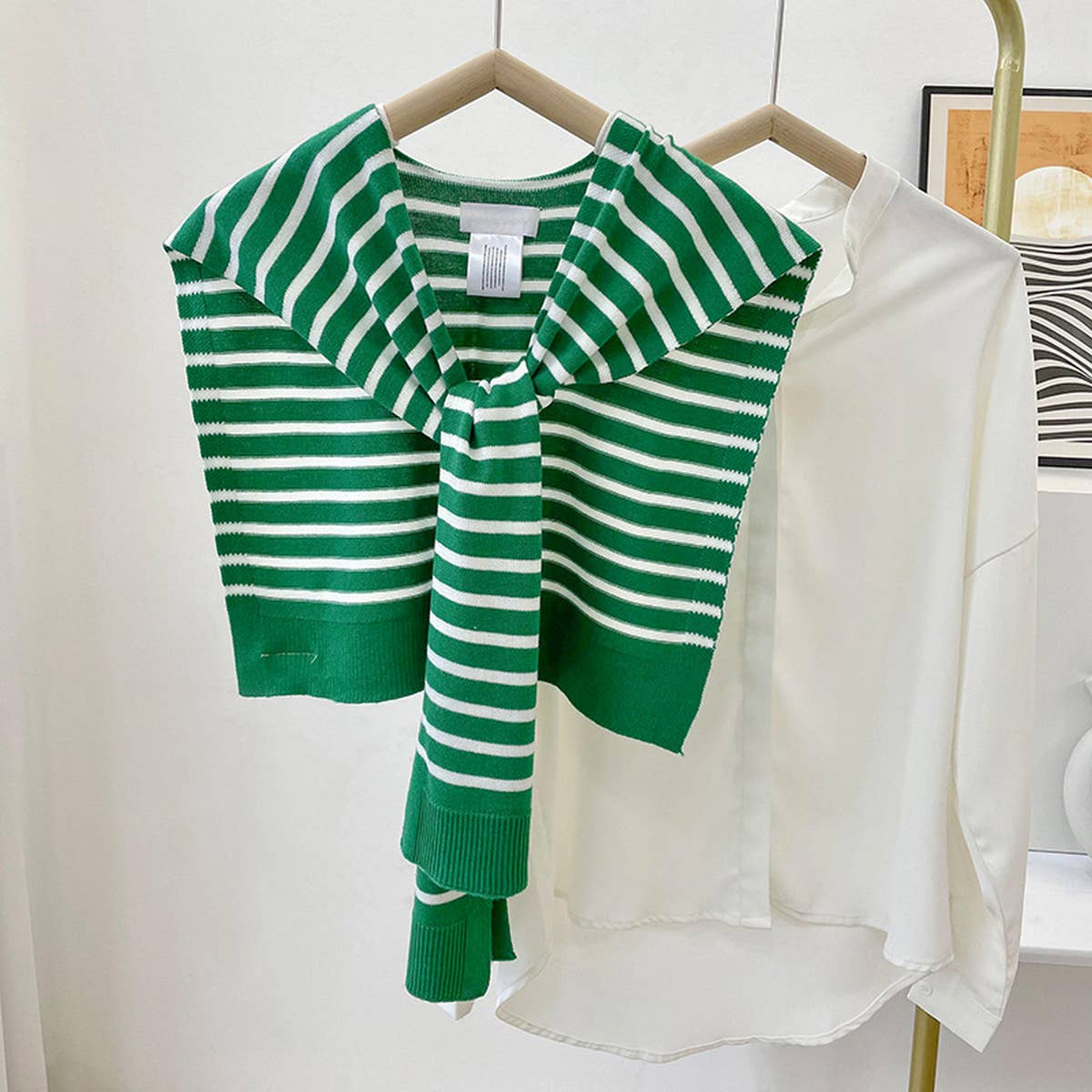 STRIPED KNITTED OUTER SHAWL_CWASC0758