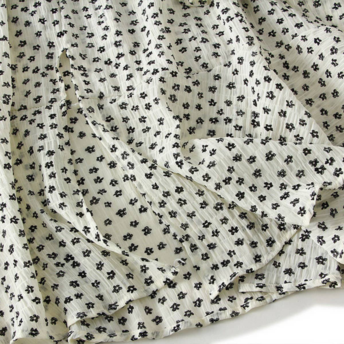 RUFFLE FLORAL SPLIT SLIMMING CAKE MIDI SKIRT_CWBMS0352