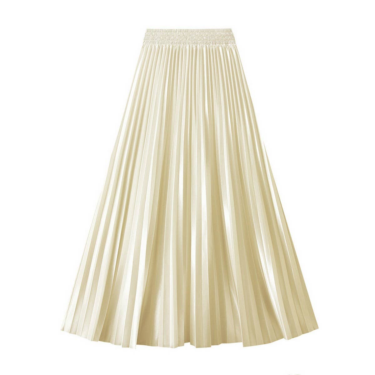 SLIMMING SHINY HIGH WAIST PLEATED MIDI SKIRT_CWBMS0329