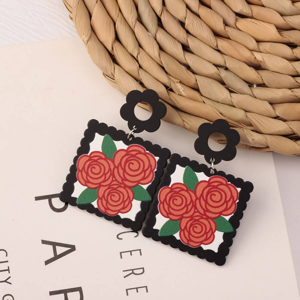 SWEET GIRL COLORFUL FLOWER ACRYLIC EARRINGS_CWAJE3993