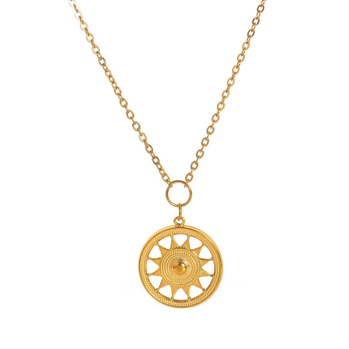 SUN AND MOON DOUBLE LAYERED EVIL EYE NECKLACE_CWMM5694