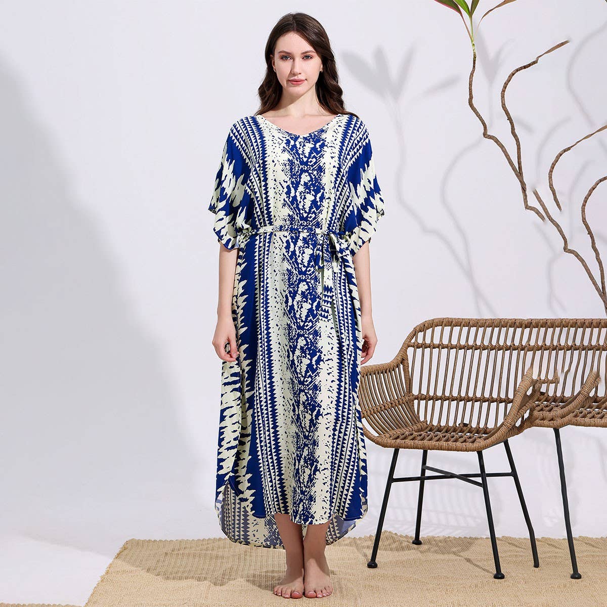 SNAKE PRINT COTTON BLEND BEACH COVER UP_CWMM6144