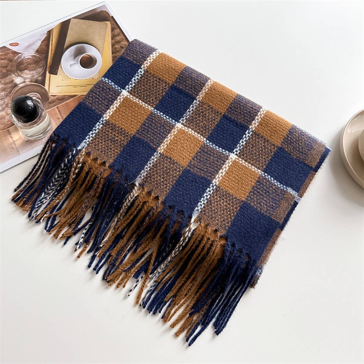 PLAID FAUX CASHMERE SCARF WARM WINTER WRAP_CWASC1446