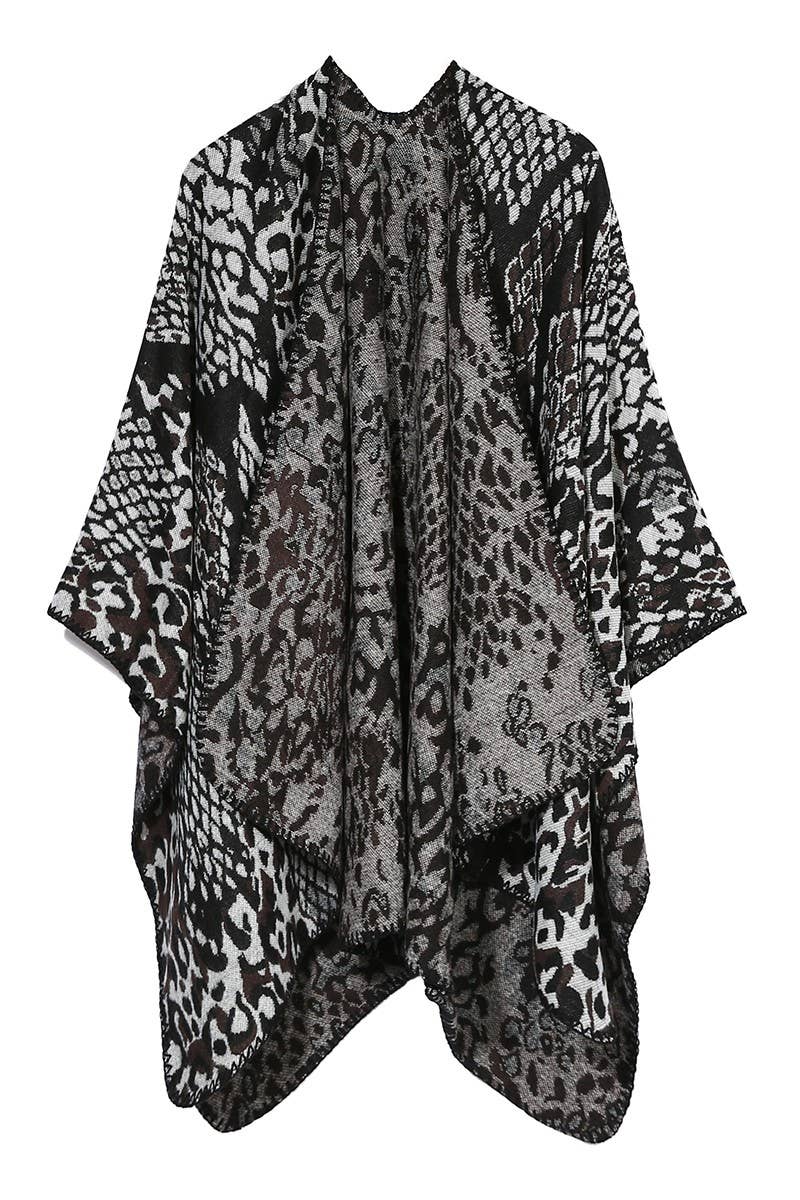 LEOPARD PRINTING SHAWL WRAP CAPE PONCHOS_CWASC042