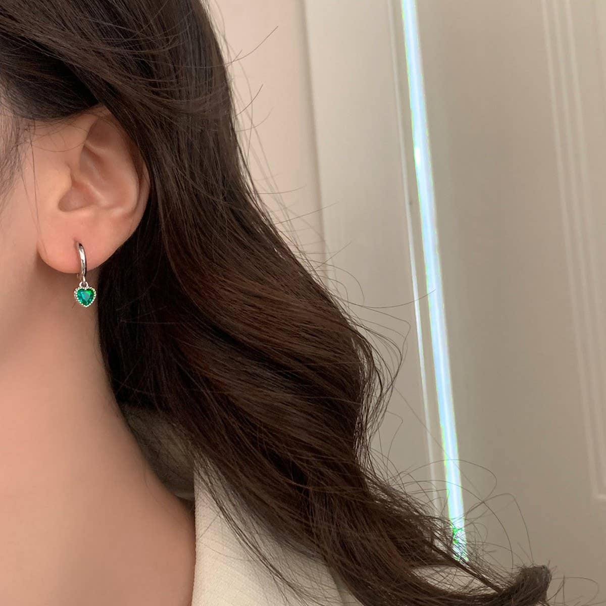 Valentines Day Zircon Heart Pendant Earrings