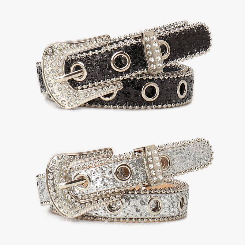 Trendy Rhinestone Needle Buckle Womens Belt