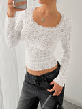 U-Neck Lace-Trimmed Slim-Fit T-Shirt