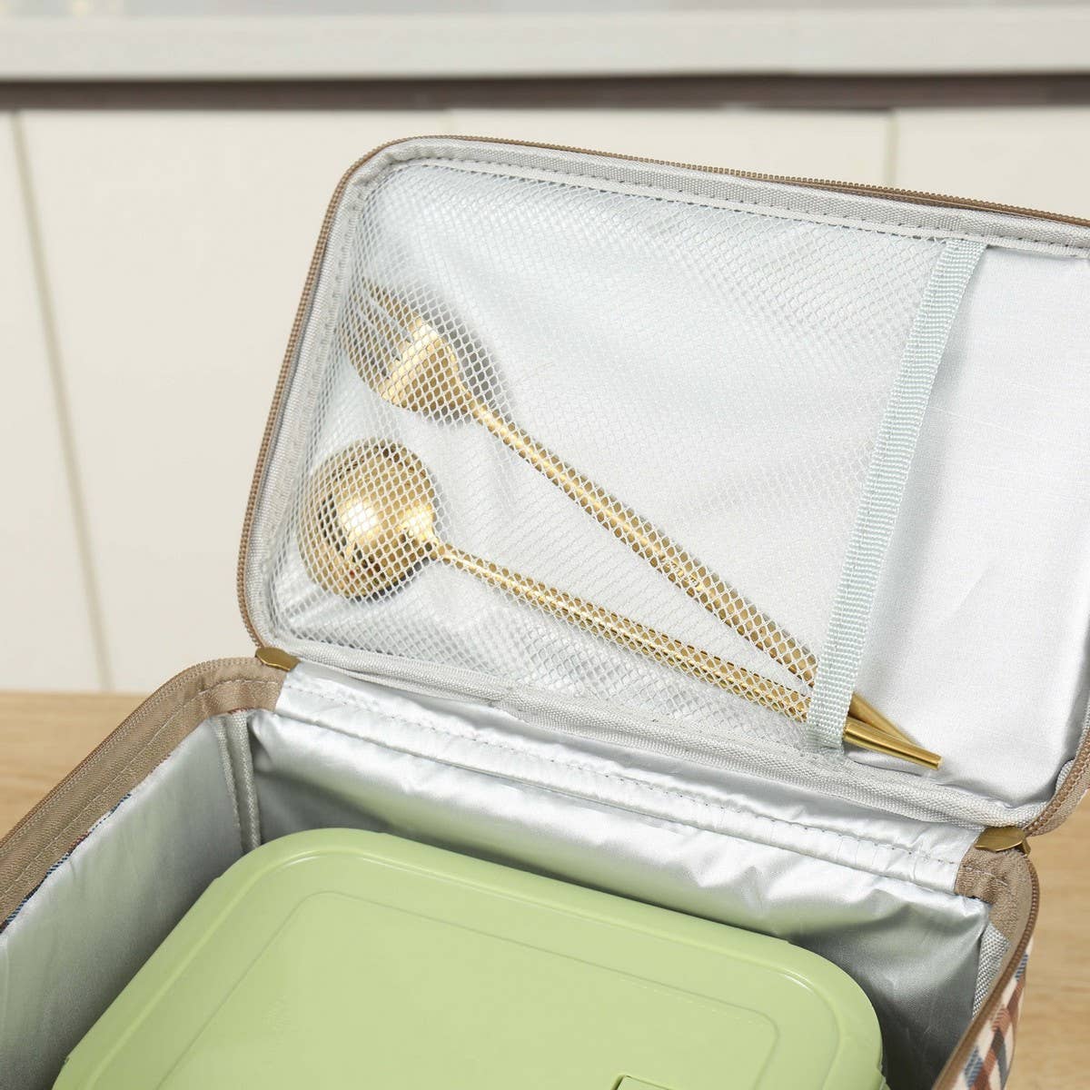 CHECKERED BENTO BAG LARGE CAPACITY CARRYING BAG_CWAB1728